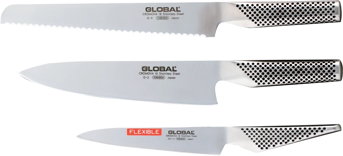 Global G-9211R Messerset 3 teilig, G-9, G-2 und GS-11 G9211R Yoshikin